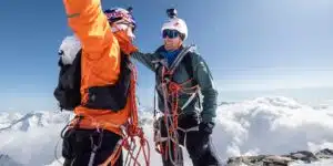 Nicolas Hojac y Philipp Brugger en la cima del Jungfrau